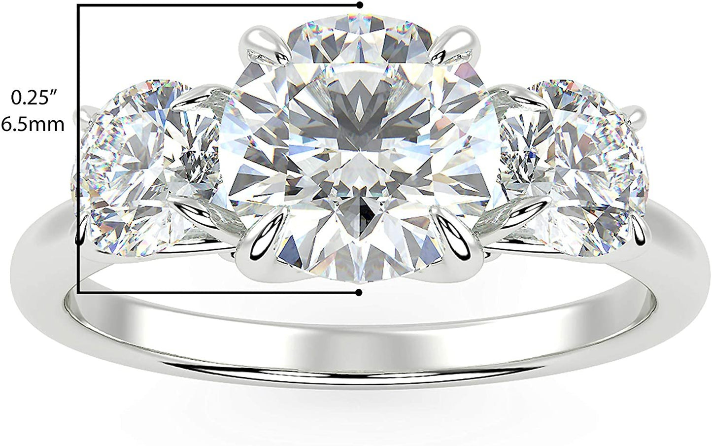 IGI Certified 14K White Gold 1-2/3 Cttw Brilliant-Cut Lab Created Diamond 3-Stone Engagement or Anniversary Ring (G-H Color, VS2 Clarity) - Size 5