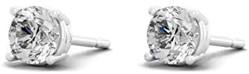 Certified 2.0-4.0 Cttw Near Colorless Round Brilliant-Cut Lab Created Diamond 14K Gold Classic Four-Prong Stud Earrings (I-J Color, VS1-VS2 Clarity) - Choice of Gold Colors, Gem Weights