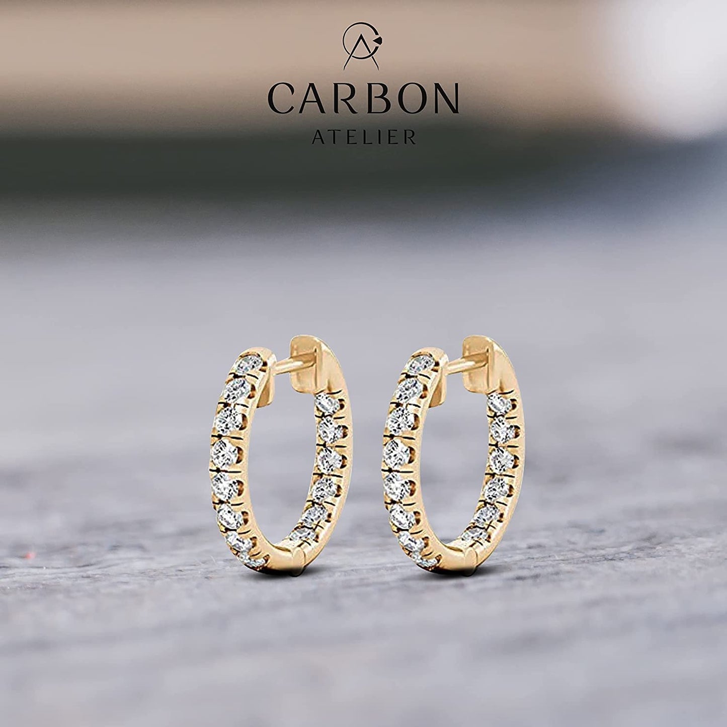 10K Gold 1.0 Cttw Round Brilliant Cut Lab Created Diamond Inside Outside Huggie Earrings (G-H Color, SI1-SI2 Clarity) - Choice of Gold Color