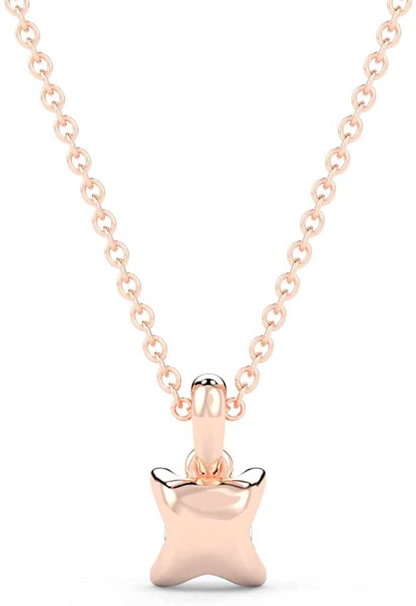 IGI Certified 1/4 Ct Princess Cut Lab Grown Diamond 14K Gold Solitaire Pendant Necklace (G-H Color, VS1-VS2 Clarity) - 18” - Choice of Metal Color