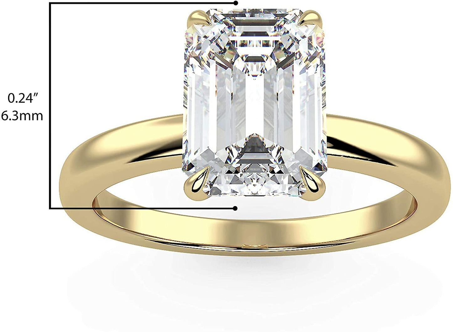 IGI Certified 14K Yellow Gold 9/10 to 2.0 Carat Emerald-Cut Lab Created Diamond Classic Solitaire Engagement Ring (G-H Color, VS1-VS2 Clarity)