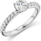 IGI Certified 14K White Gold 2.0 Cttw Round Brilliant-Cut Lab Created Diamond Solitaire Engagement Ring with Pavé-Set Band (1-1/2 Carat Center Stone: G-H Color, VS1-VS2 Clarity) - Size 5.25