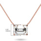 IGI Certified 14K Gold 1/3 to 1-1/2 Carat Rectangular Emerald-Cut Lab Grown Diamond Horizontal Solitaire Pendant Necklace (G-H Color, VS1-VS2 Clarity), 18" - Choice of Gold Color