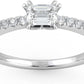 IGI Certified 1/3 Cttw Emerald Cut Lab Grown Diamond 14K Gold East West Pave Set Band Engagement Ring (G-H Color, VS1-VS2 Clarity) - Choice of Color