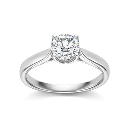 IGI Certified 1.0 Carat Round Brilliant-Cut Lab Created Diamond 14K Gold Classic 4-Prong Solitaire Engagement Ring (I-J Color, VS1-VS2 Clarity) - 14K White Gold, Size 8