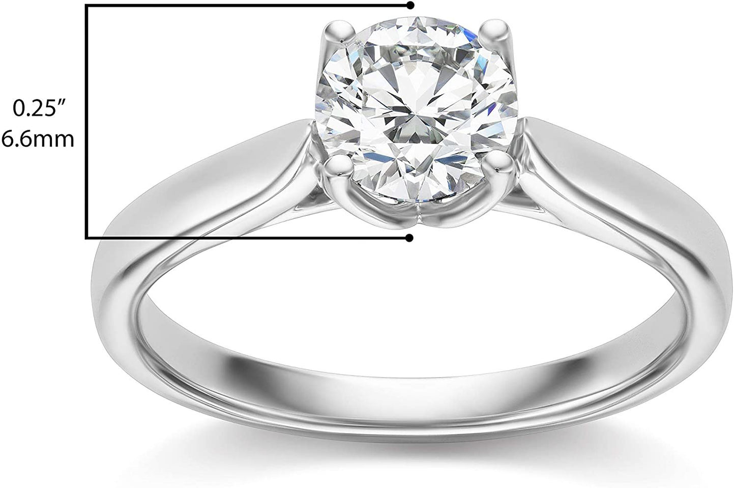 IGI Certified 1-1/2 Carat Round Brilliant-Cut Lab Created Diamond 14K Gold Classic 4-Prong Solitaire Engagement Ring (I-J Color, VS1-VS2 Clarity) - 14K White Gold, Size 6-1/4
