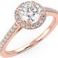 IGI Certified 14K Rose Gold 1-1/3 Cttw Round Brilliant-Cut Lab Created Diamond Halo Engagement Ring with Micro Pavé Band (Center Stone: G-H Color, VS1-VS2 Clarity) - Size 8-1/2