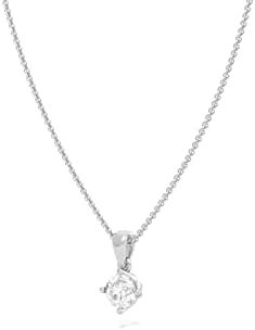 .925 Sterling Silver 1/3 Carat Round Brilliant Cut Lab Grown Diamond Solitaire Pendant Necklace (G-H Color, SI1-SI2 Clarity), 18"