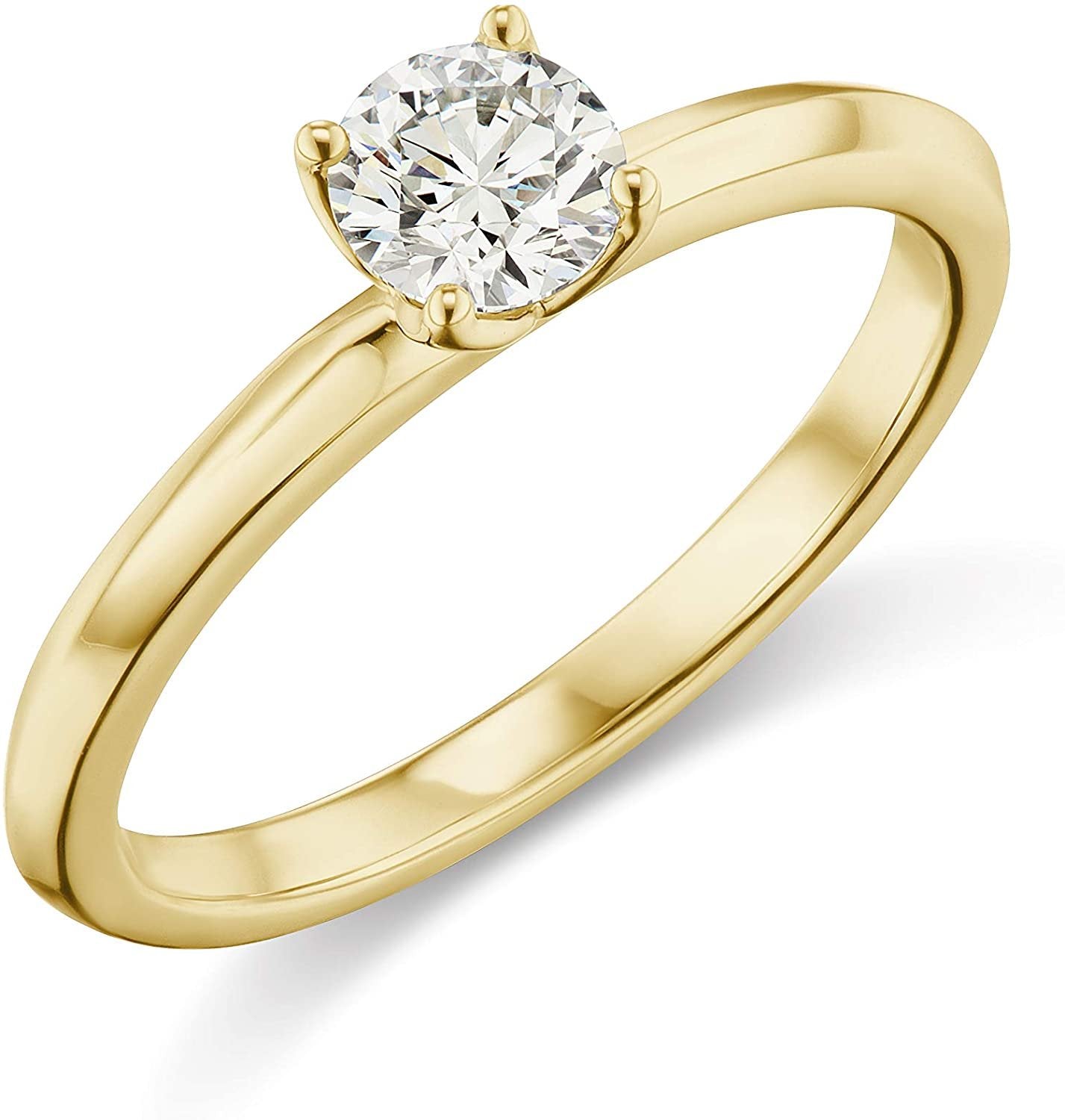 IGI Certified 3/4 Carat Round Brilliant-Cut Lab Created Diamond 14K Gold Classic 4-Prong Solitaire Engagement Ring (G-H Color, VS1-VS2 Clarity) - 14K Yellow Gold, Size 6-1/4