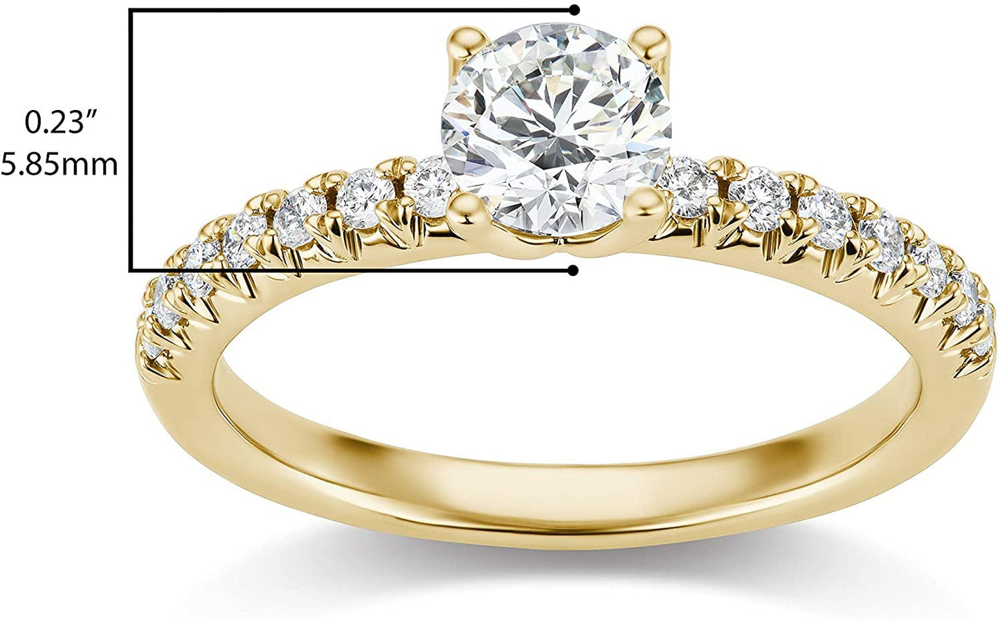 IGI Certified 14K Yellow Gold 2-1/2 Cttw Round Brilliant-Cut Lab Created Diamond Solitaire Engagement Ring with Pavé-Set Band (2.0 Carat Center Stone: G-H Color, VS1-VS2 Clarity) - Size 8.25