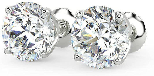 Certified 14K Gold 2 Cttw Round Brilliant-Cut Lab Created Diamond 4-Prong Stud Earrings (I-J Color, VS2-SI1 Clarity)