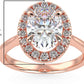 IGI Certified 14K Rose Gold 1-3/4 Carat Oval Lab Created Diamond Vintage-Inspired Halo Engagement Ring (G-H Color, VS1-VS2 Clarity, 1.5 Carat Center Stone) - Size 9