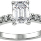 IGI Certified 14K White Gold 2-1/3 Cttw Emerald-Cut Lab Created Diamond Rectangle Solitaire Engagement Ring with Pavé Band (2.0 Carat Center Stone: G-H Color, VS1-VS2 Clarity) - Size 7