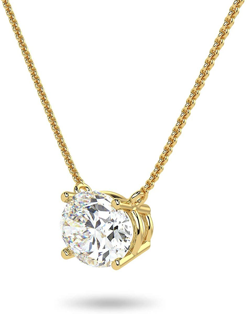 IGI Certified 1/2 Ct Oval Cut Lab Grown Diamond 14K Yellow Gold East-West Solitaire Necklace (G-H Color, VS1-VS2 Clarity)
