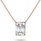 IGI Certified 14K Gold 1/3 to 1-1/2 Carat Rectangular Emerald-Cut Lab Grown Diamond Suspended Solitaire Pendant Necklace (G-H Color, VS1-VS2 Clarity), 18" - Choice of Gold Color, Weights
