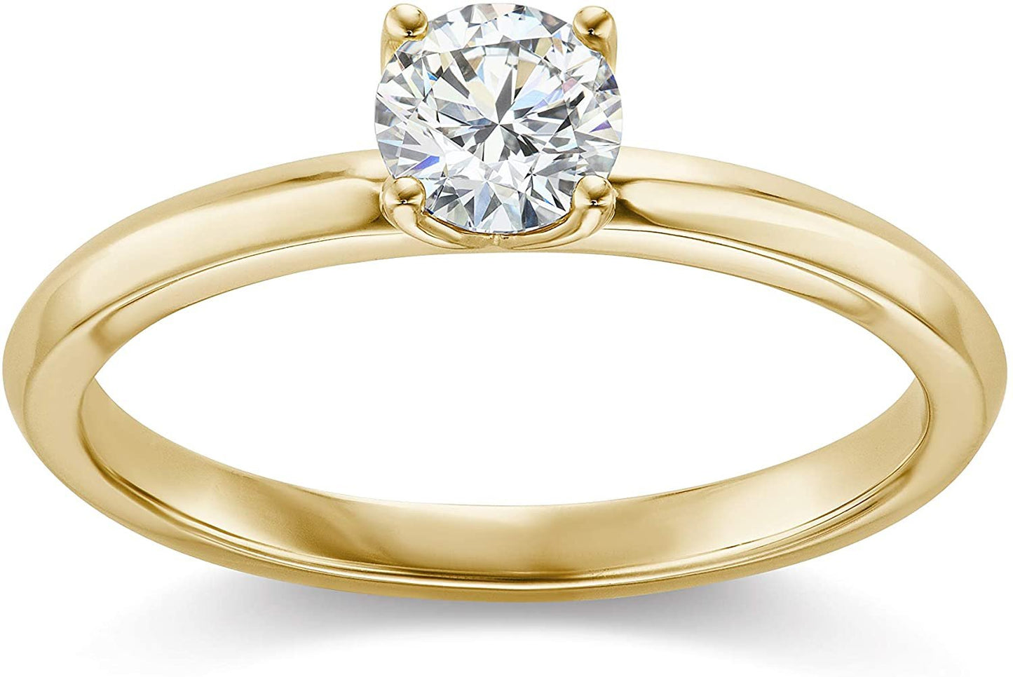 IGI Certified 2.0 Carat Round Brilliant-Cut Lab Created Diamond 14K Gold Classic 4-Prong Solitaire Engagement Ring (G-H Color, VS1-VS2 Clarity) - 14K Yellow Gold, Size 7-3/4