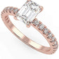IGI Certified 14K Rose Gold 1-1/4 to 2-1/3 Cttw Emerald-Cut Lab Created Diamond Engagement Ring with Pavé Band (Center Stone: G-H Color, VS1-VS2 Clarity)