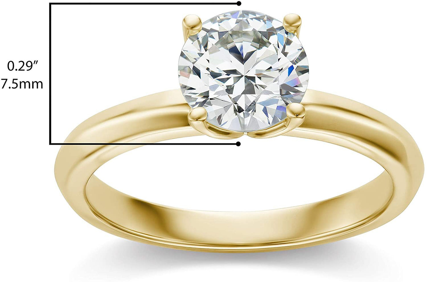 IGI Certified 1-1/2 Carat Round Brilliant-Cut Lab Created Diamond 14K Gold Classic 4-Prong Solitaire Engagement Ring (I-J Color, VS1-VS2 Clarity) - 14K Yellow Gold, Size 7