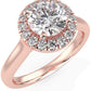 IGI Certified 14K Rose Gold 1.0 Cttw Brilliant-Cut Lab Created Diamond Round Halo Engagement Ring (Center Stone: G-H Color, VS1-VS2 Clarity) - Size 6