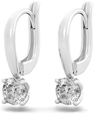 14K Gold 2/3 Cttw Round Brilliant-Cut Lab Created Diamond Four-Prong Leverback Drop Earrings (G-H Color, VS1-VS2 Clarity) - Choice of 14K Gold Color