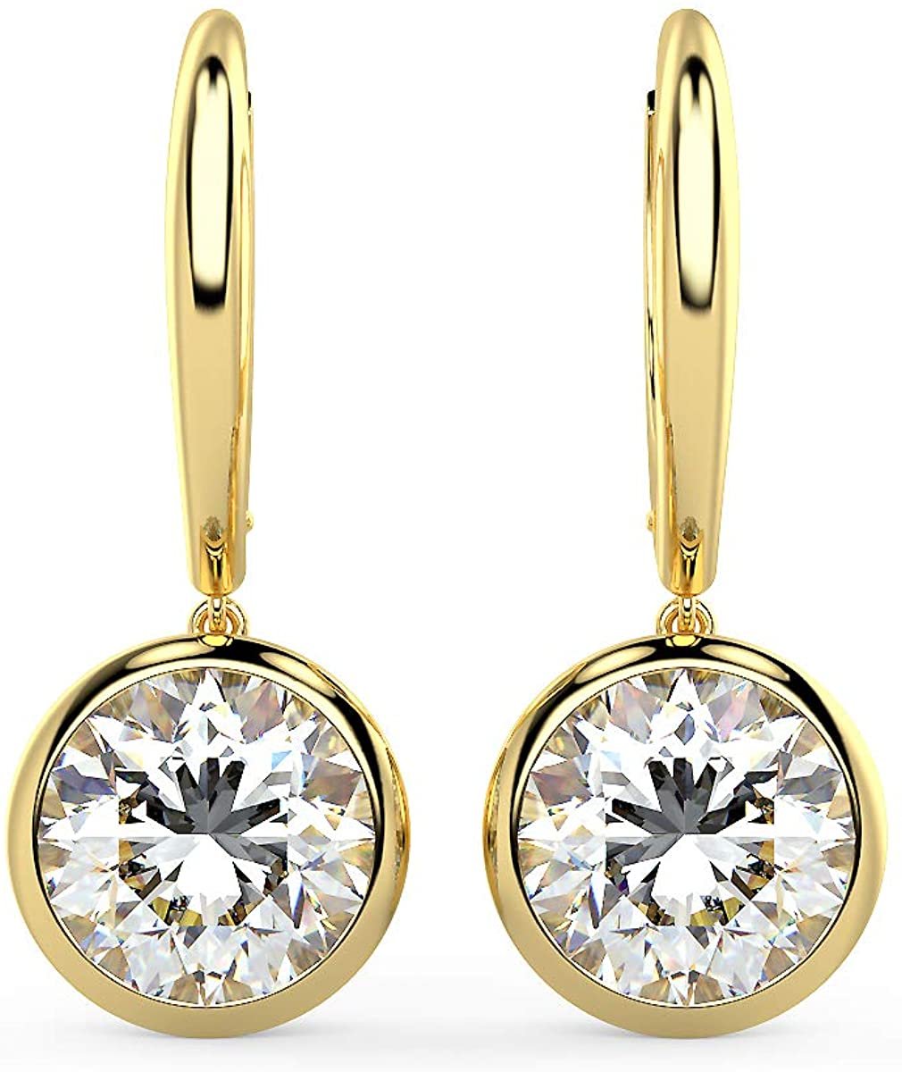 IGI Certified 1.0 Cttw Round Brilliant-Cut Lab Grown Diamond 14K Gold Bezel-Set Leverback Drop Earrings (G-H Color, VS1-VS2 Clarity) - Choice of 14K Gold Color and carat weight