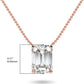 IGI Certified 14K Gold 1/3 to 1-1/2 Carat Rectangular Emerald-Cut Lab Grown Diamond Suspended Solitaire Pendant Necklace (G-H Color, VS1-VS2 Clarity), 18" - Choice of Gold Color, Weights