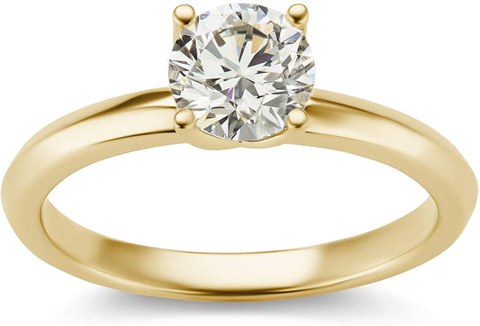 IGI Certified 3/4 Carat Round Brilliant-Cut Lab Created Diamond 14K Gold Classic 4-Prong Solitaire Engagement Ring (G-H Color, VS1-VS2 Clarity) - 14K Yellow Gold, Size 6