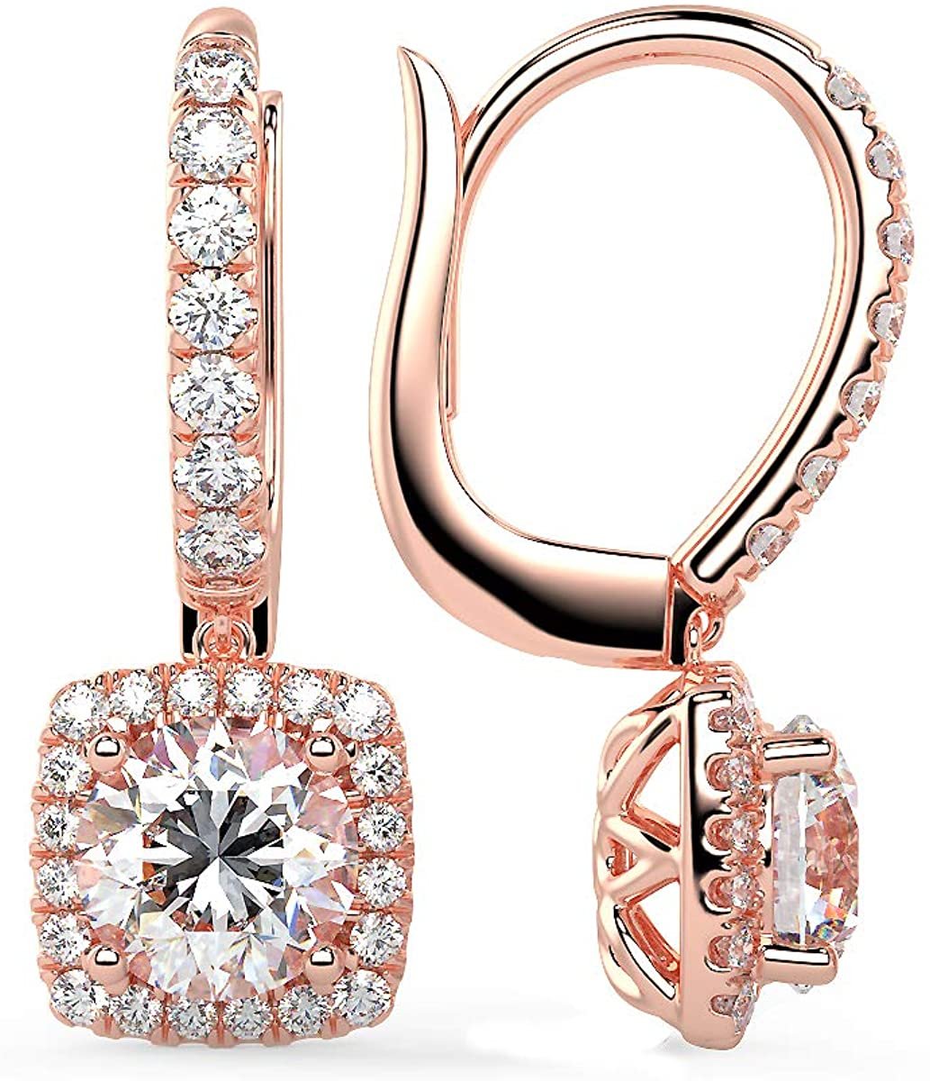 1/4 Carat Diamond Lever-back Drop Earrings in 14K Rose Gold (SI1-SI2 Clarit 
