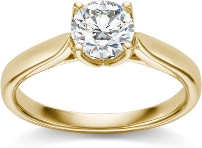 IGI Certified 1.0 Carat Round Brilliant-Cut Lab Created Diamond 14K Gold Classic 4-Prong Solitaire Engagement Ring (I-J Color, VS1-VS2 Clarity) - 14K Yellow Gold, Size 5.5