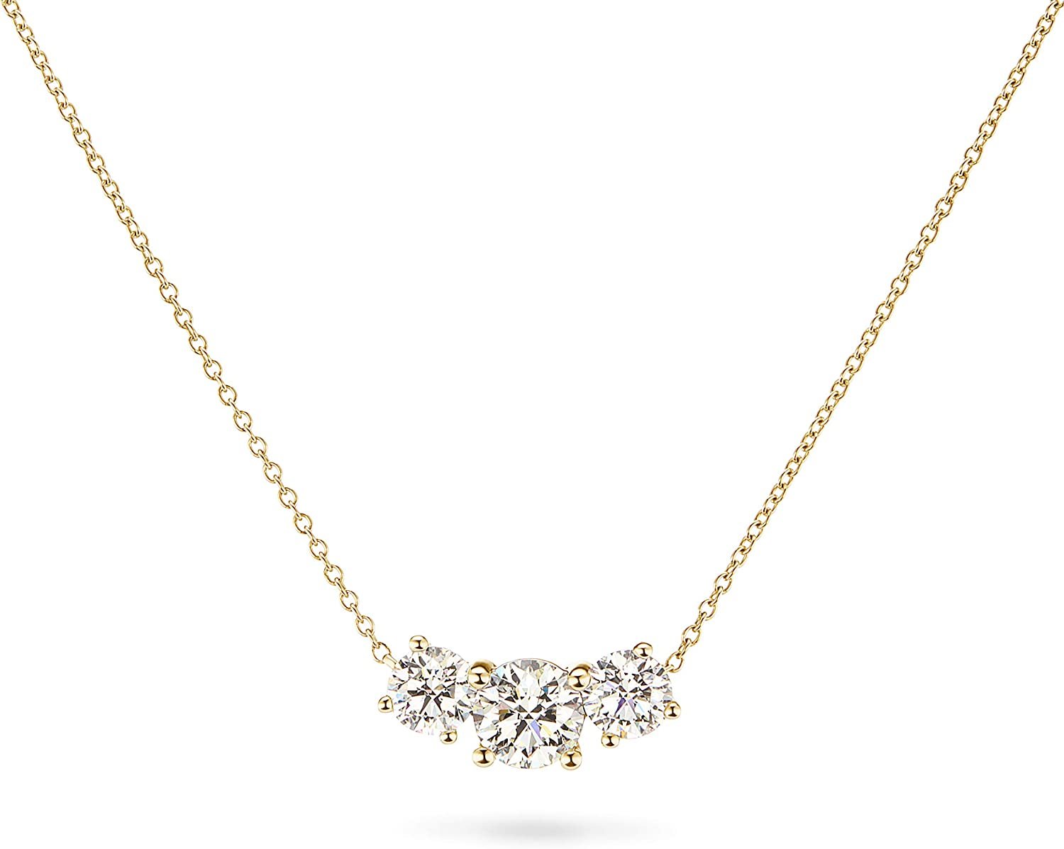 14K White Gold .50ctw Diamond Halo 3-Stone Necklace - 9658855 | HSN