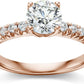 IGI Certified 14K Rose Gold 1.0+ Cttw Brilliant-Cut Lab Created Diamond Solitaire Engagement Ring with Pavé-Set Band (9/10 Carat Center: I-J Color, VS1-VS2 Clarity) - Size 6-3/4