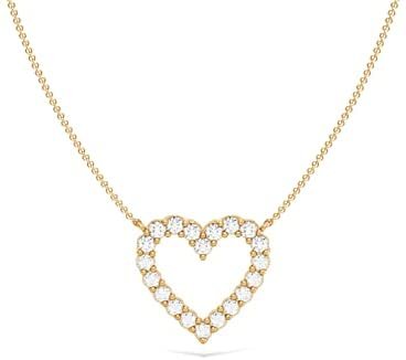 10K Yellow Gold 3/4 CTTW Lab Grown Diamond Open Heart Pendant Necklace (G-H Color, SI1-SI2 Clarity), 18"