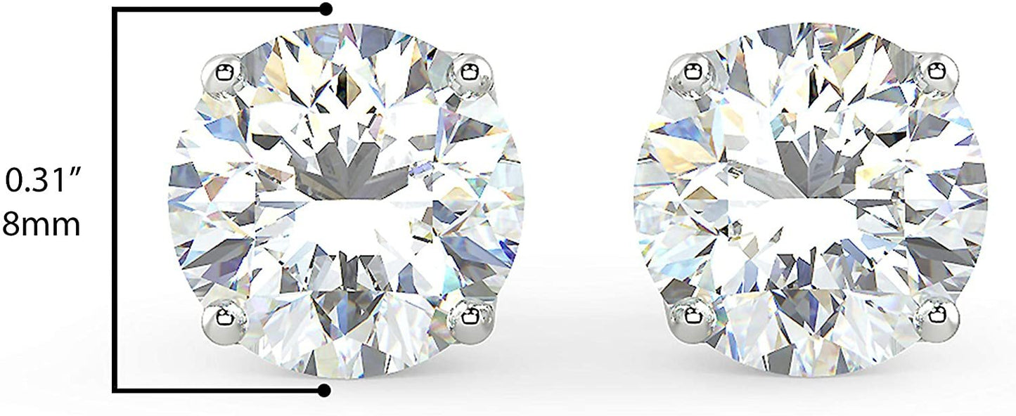 IGI Certified 2.0-4.0 Cttw Colorless Round Brilliant Cut Lab Created Diamond 14K White Gold Classic Four-Prong Stud Earrings (E-F Color, VVS1-VVS2 Clarity) - Choice of Gem Weights