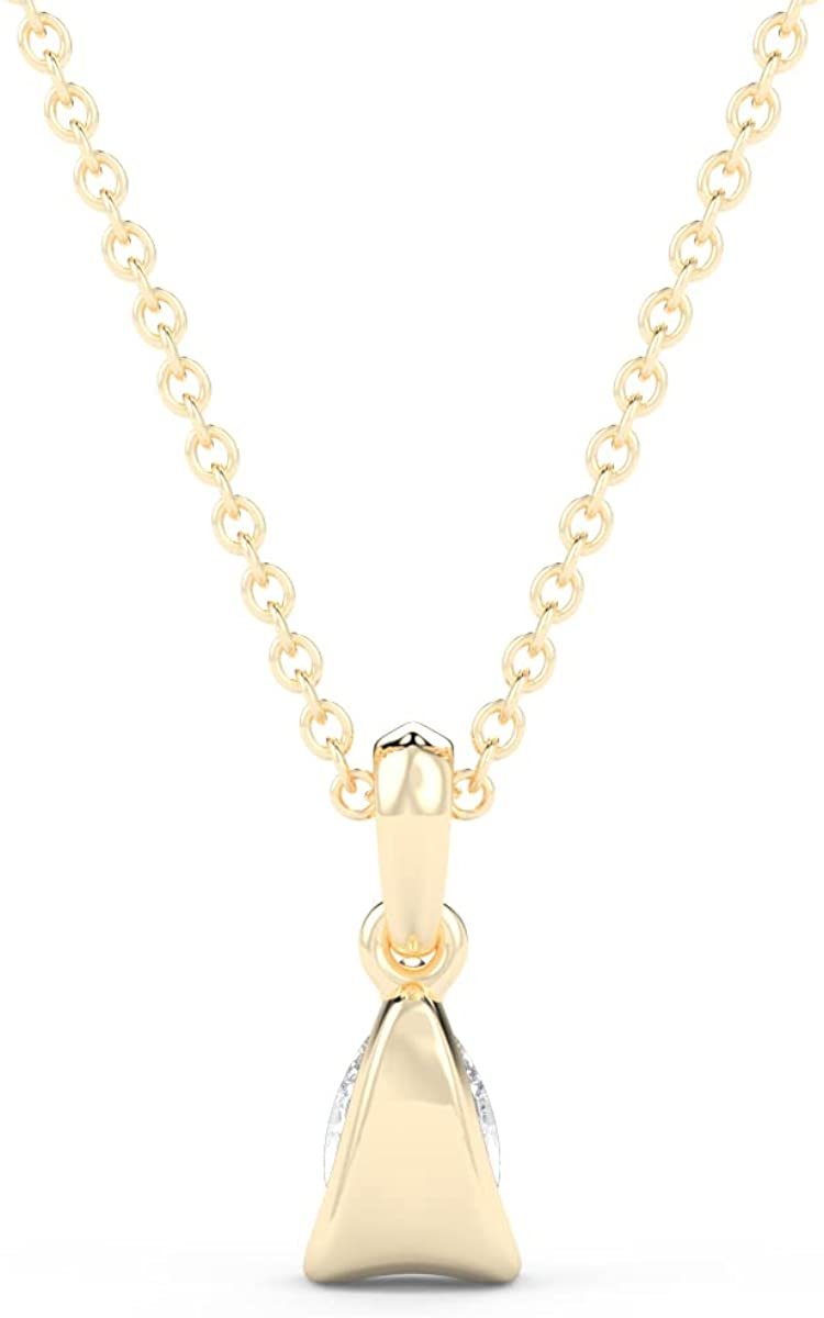 IGI Certified 1/5 Ct Pear Cut Lab Grown Diamond 14K Gold 4 Prong Solitaire Pendant Necklace (G-H Color, VS1-VS2 Clarity) - 18” - Choice of Metal Color