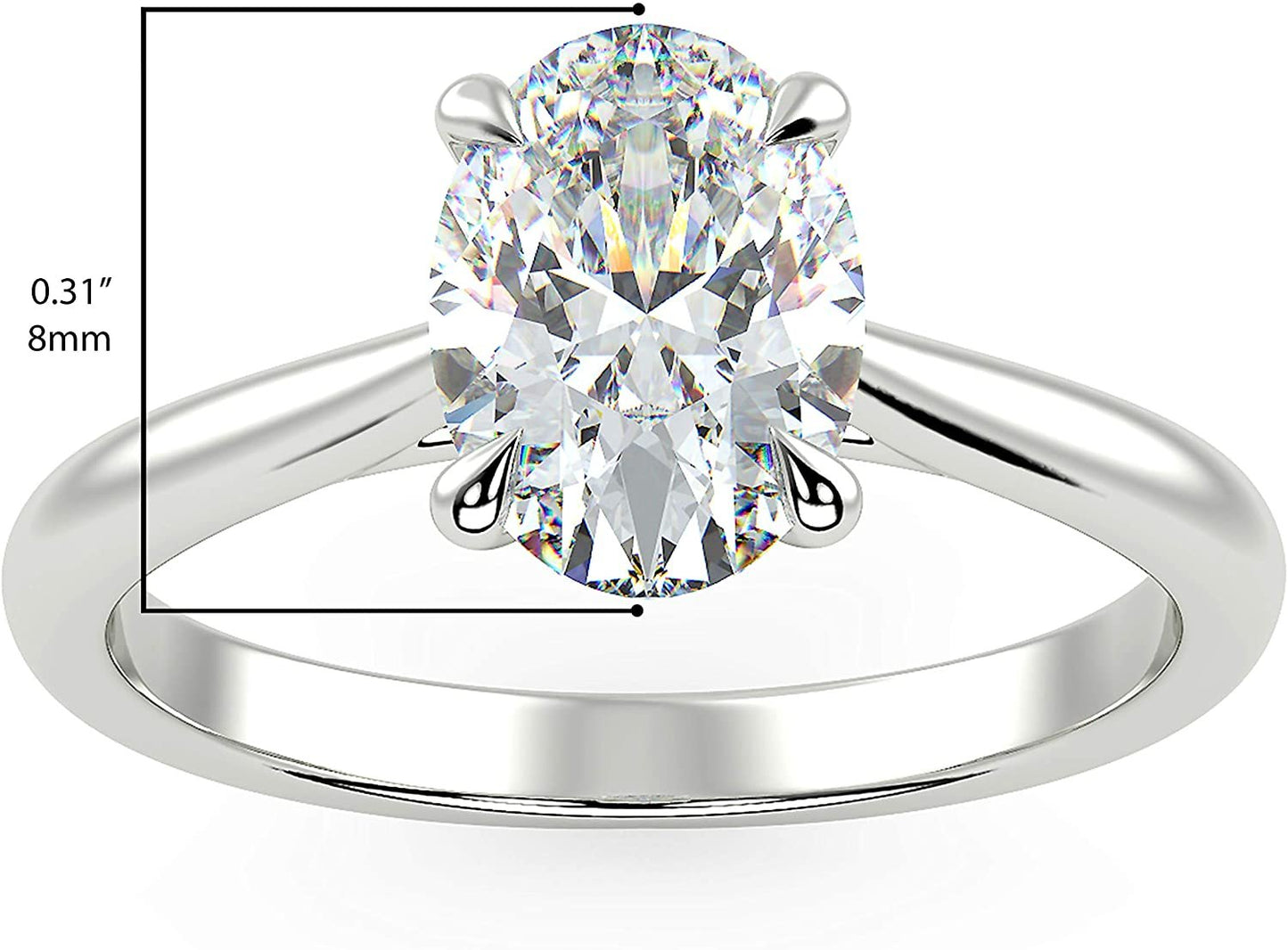 IGI Certified 14K White Gold 1-1/2 Carat Oval Lab Created Diamond Classic Solitaire Engagement Ring (G-H Color, VS1-VS2 Clarity) - Size 7-1/4