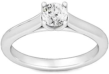 10K Gold 1/2 Ct Round Brilliant Cut Lab Created Diamond Classic 4-Prong Cathedral Style Engagement Ring (F-G Color, VVS2-VS1 Clarity) - Choice of Gold Color
