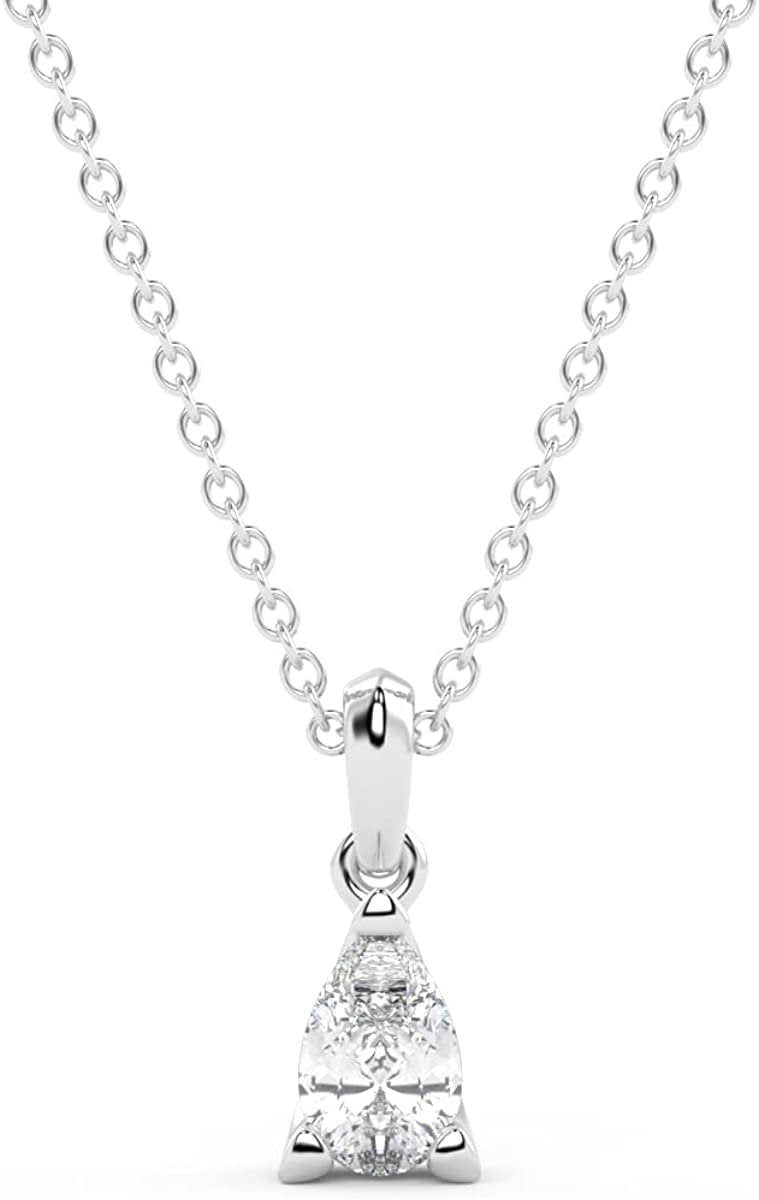 IGI Certified 1/5 Ct Pear Cut Lab Grown Diamond 14K Gold 4 Prong Solitaire Pendant Necklace (G-H Color, VS1-VS2 Clarity) - 18” - Choice of Metal Color