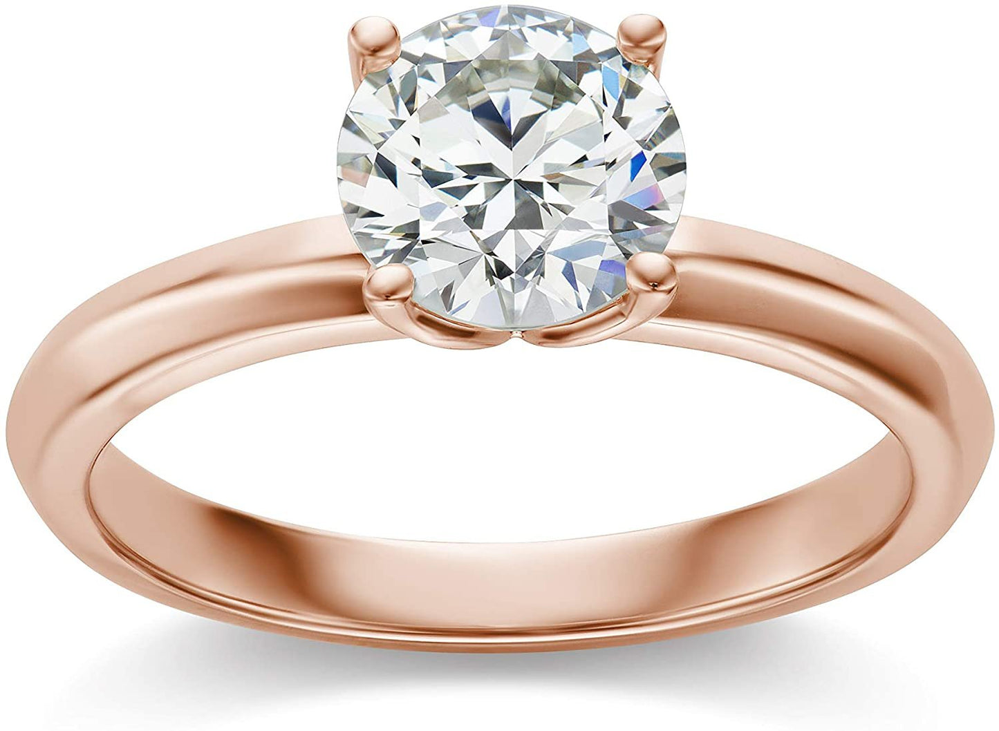 IGI Certified 1-1/2 Carat Round Brilliant-Cut Lab Created Diamond 14K Gold Classic 4-Prong Solitaire Engagement Ring (I-J Color, VS1-VS2 Clarity) - 14K Rose Gold, Size 6