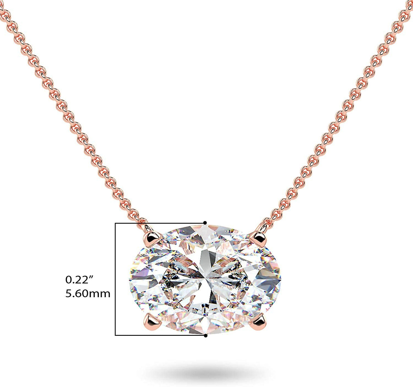 IGI Certified 14K Gold 1-1/2 Carat Oval Lab Created Diamond Horizontal Solitaire Pendant Necklace (I-J Color, VS1-VS2 Clarity), 18" - Choice of Gold Color