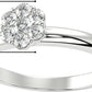 .925 Sterling Silver 1/5 Cttw Round Brilliant Lab Grown Diamond Classic Floral Cluster Engagement Ring (G-H Color, SI1-SI2 Clarity)