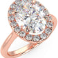 IGI Certified 14K Rose Gold 1-3/4 Carat Oval Lab Created Diamond Vintage-Inspired Halo Engagement Ring (G-H Color, VS1-VS2 Clarity, 1.5 Carat Center Stone) - Size 9