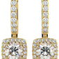 IGI Certified 14K Gold 1-7/8 Cttw Brilliant Cut Lab Created Diamond Cushion Shape Halo Lever Back Drop Earrings (Center Stones G-H Color, VS1-VS2 Clarity) - Choice of Gold Color