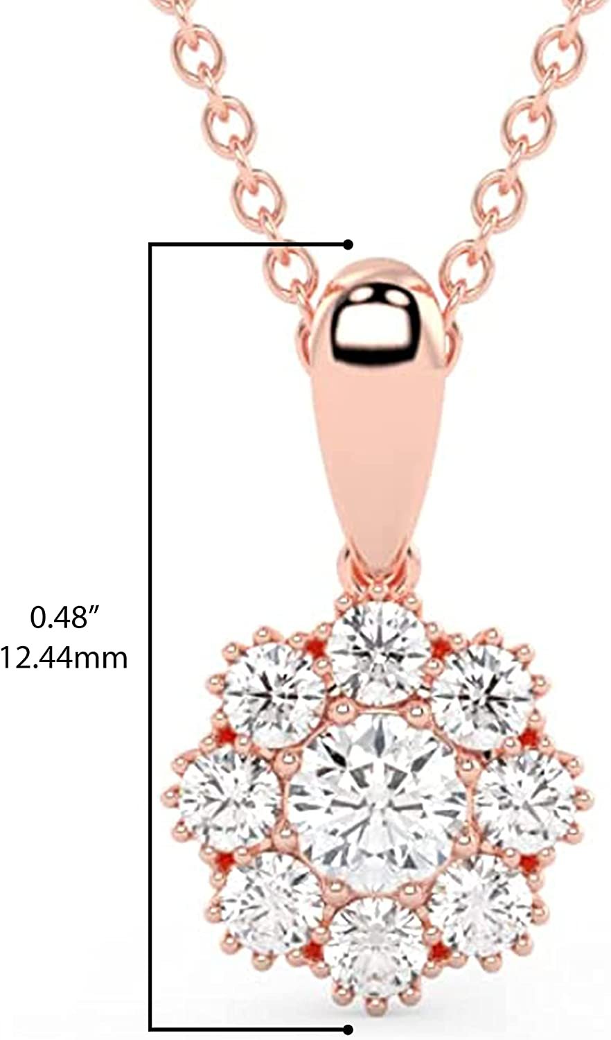 10K Gold 1/4 CTTW Lab Grown Diamond Round Flower Cluster Pendant Necklace (G-H Color, SI1-SI2 Clarity), 18" - Choice of Gold Color