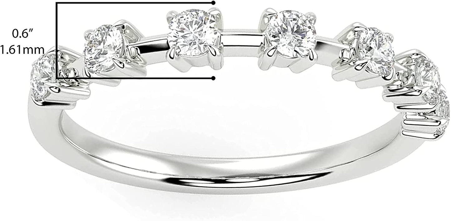 .925 Sterling Silver 1/3 Cttw Round Brilliant Lab Grown Diamond 7-Station Anniversary Band Ring (G-H Color, SI1-SI2 Clarity)
