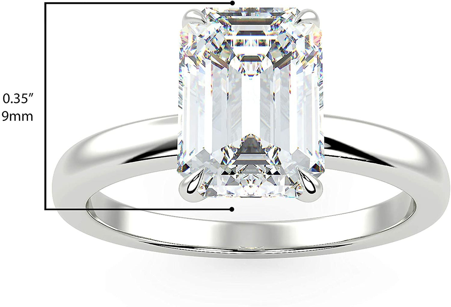 IGI Certified 14K White Gold 9/10 to 2.0 Carat Emerald-Cut Lab Created Diamond Classic Solitaire Engagement Ring (G-H Color, VS1-VS2 Clarity)