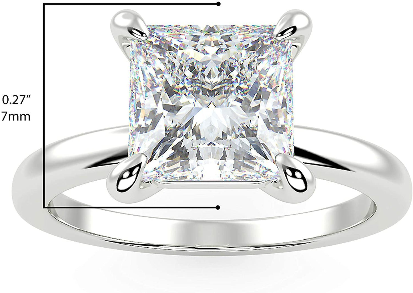 IGI Certified 14K White Gold 2.0 Carat Princess-Cut Lab Created Diamond Classic Square Solitaire Engagement Ring (G-H Color, VS1-VS2 Clarity) - Size 9