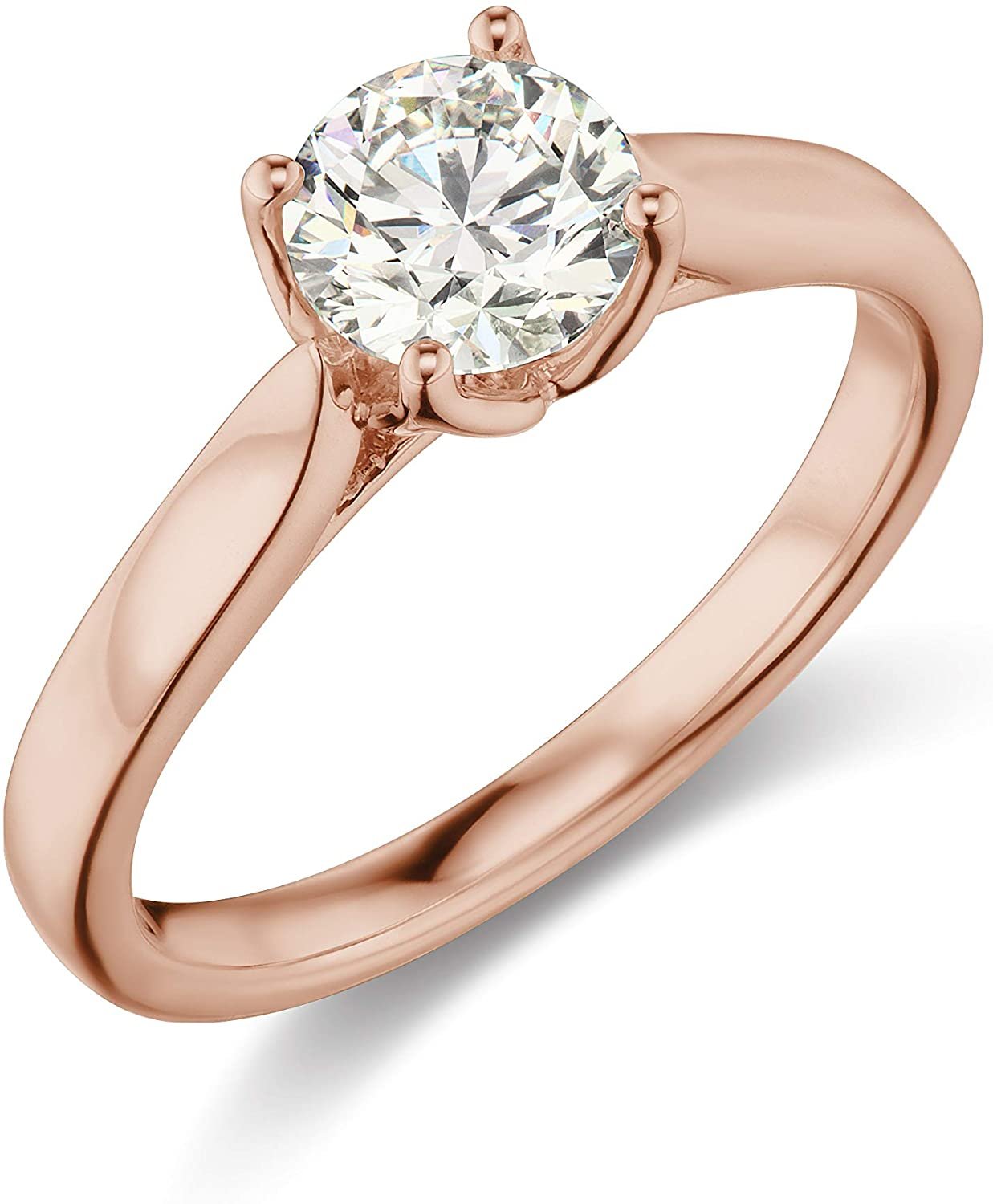 1.0 to 1-1/2 Carat Lab Created Diamond 14K Rose Gold Classic Engagement Ring