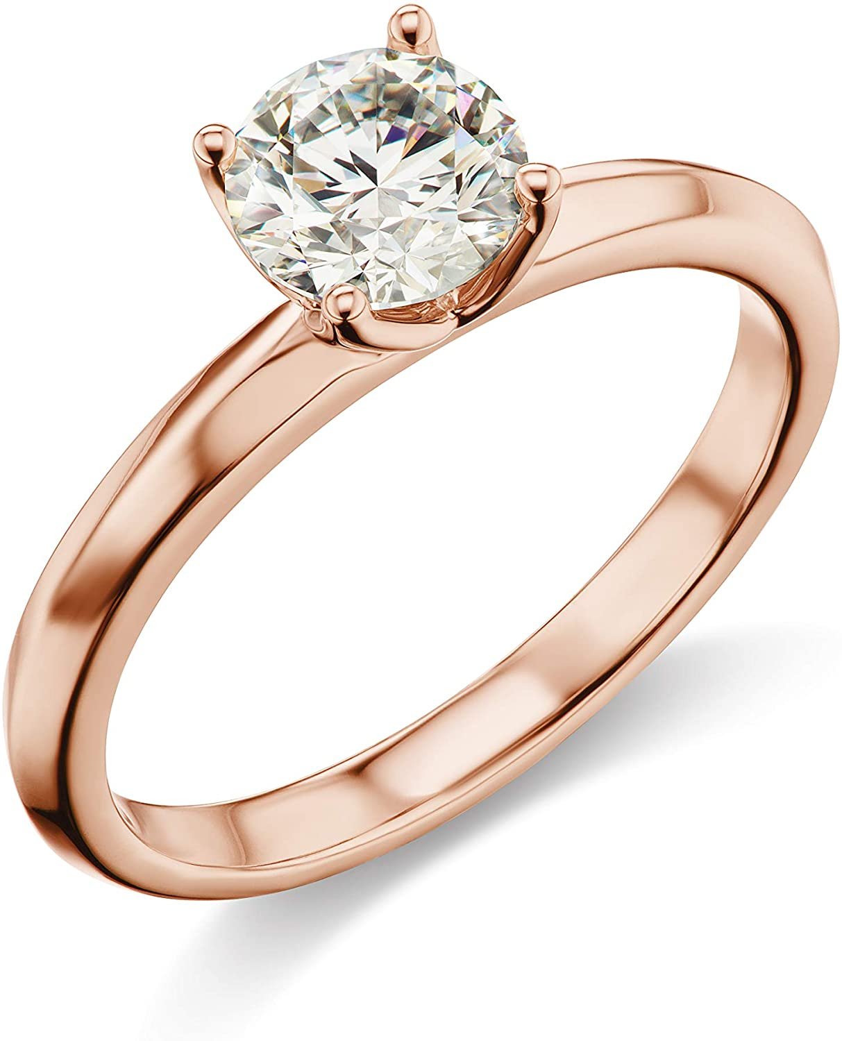 IGI Certified 1-1/2 Carat Round Brilliant-Cut Lab Created Diamond 14K Gold Classic 4-Prong Solitaire Engagement Ring (I-J Color, VS1-VS2 Clarity) - 14K Rose Gold, Size 6