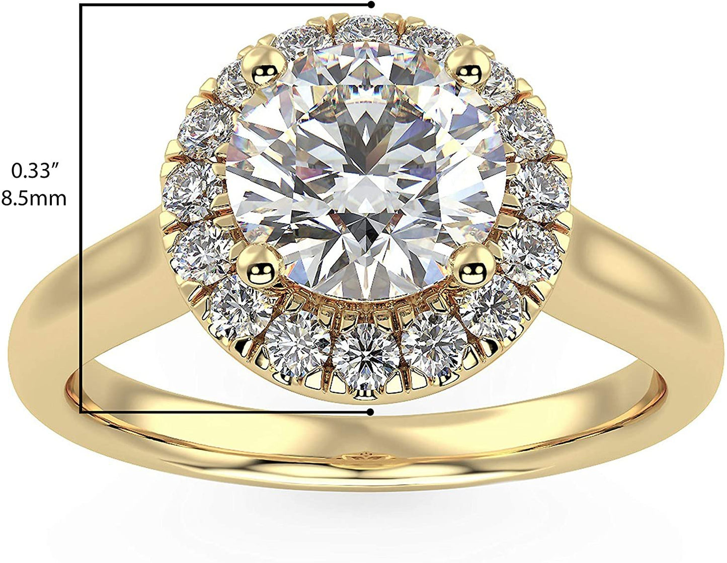 IGI Certified 14K Yellow Gold 1.0 Cttw Brilliant-Cut Lab Created Diamond Round Halo Engagement Ring (Center Stone: G-H Color, VS1-VS2 Clarity) - Size 8