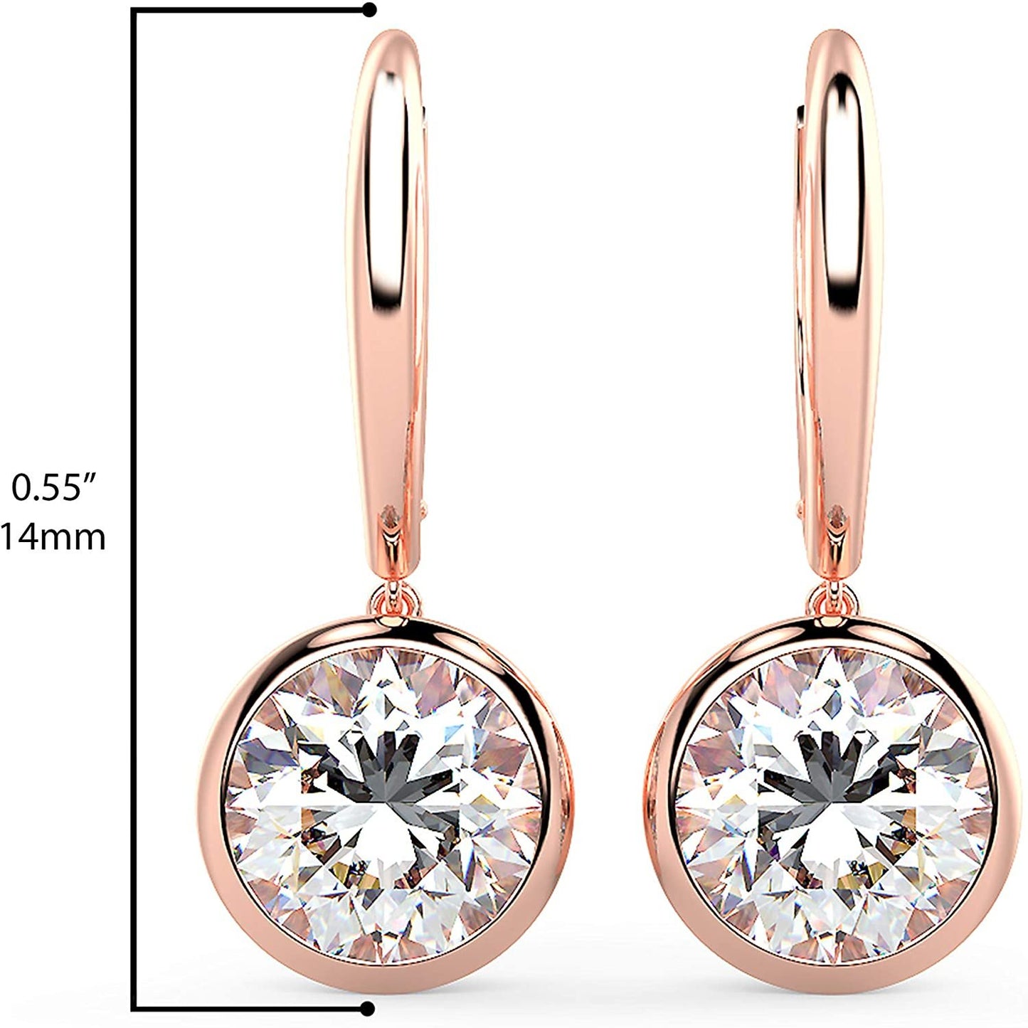 IGI Certified 1.0 Cttw Round Brilliant-Cut Lab Grown Diamond 14K Gold Bezel-Set Leverback Drop Earrings (G-H Color, VS1-VS2 Clarity) - Choice of 14K Gold Color and carat weight